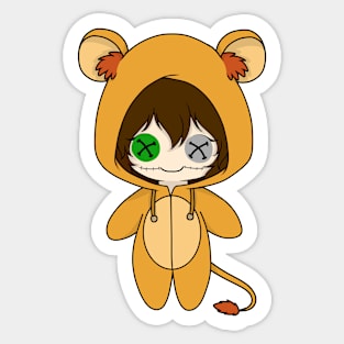 creepypasta clockwork lion costume doll Sticker